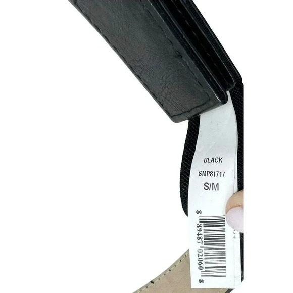 Womens Black & bronze gold chunky metal knot stretch belt avant garde size small - Picture 6 of 8